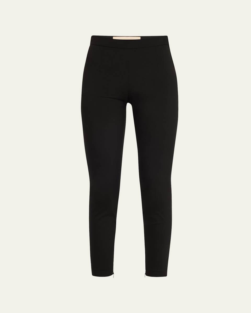 Zip-Cuff Stretch Poplin Legging Pants